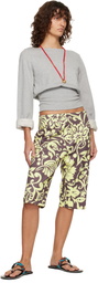 Dries Van Noten Brown & Yellow Patterned Shorts