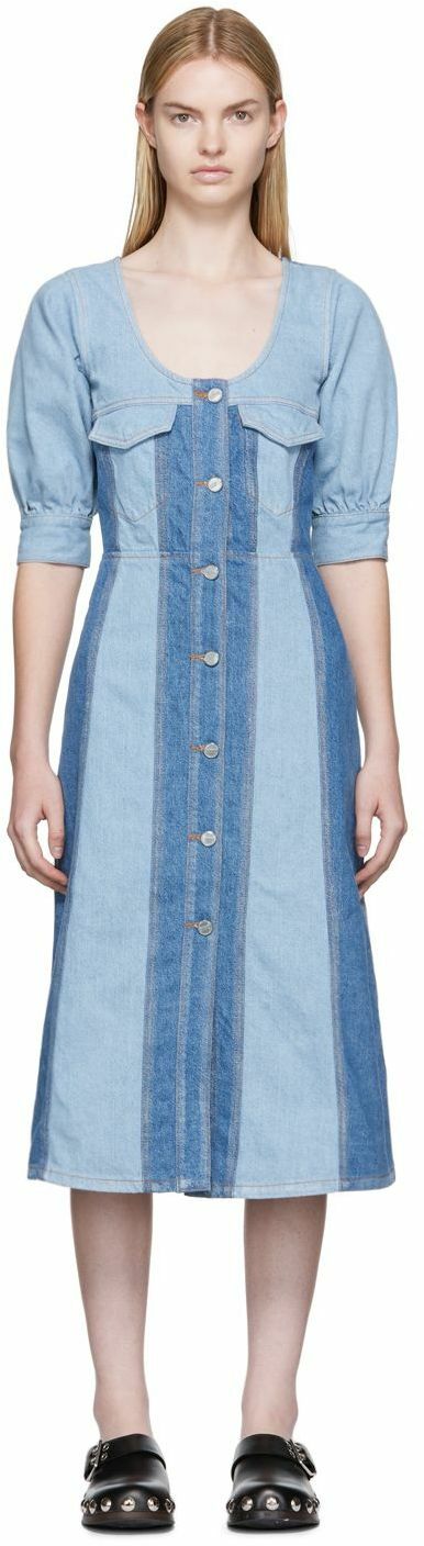 【関税&送料込】Ganni Blue Midi Dress In Organic Denim Ganni Blue Denim Midi Dress size 36/M | eBay