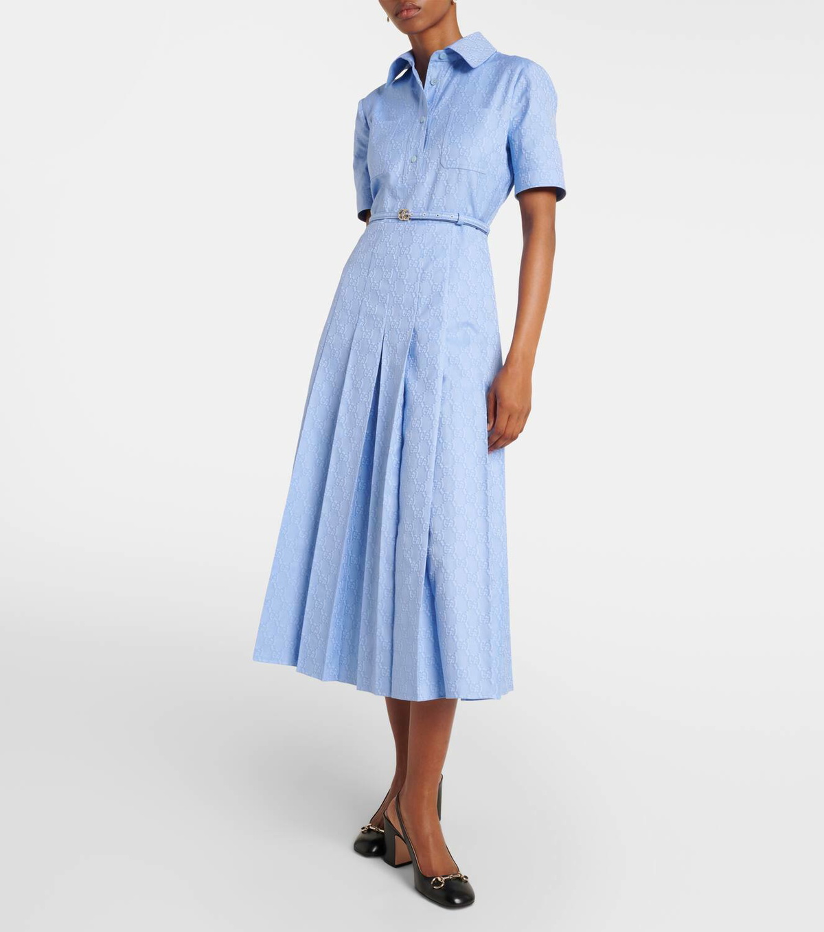 24AW new/GUCCI コットンシャツドレス ShirtDress Blue Gucci Cotton shirt dress Gucci