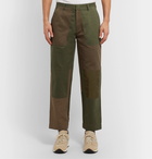 Folk - Tapered Cropped Panelled Cotton-Canvas and Twill Trousers - Green