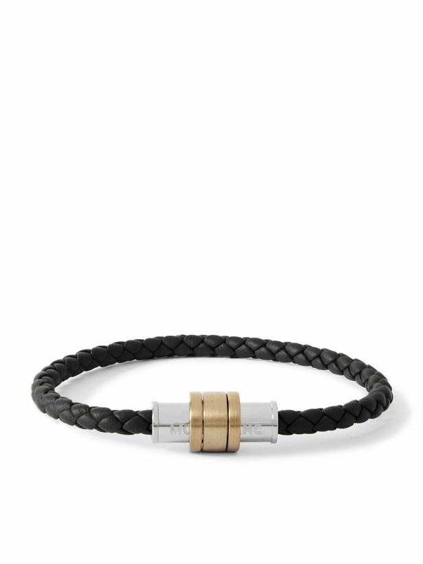 Photo: Montblanc - Silver and Gold-Tone Woven Leather Bracelet