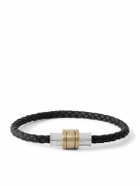 Montblanc - Silver and Gold-Tone Woven Leather Bracelet