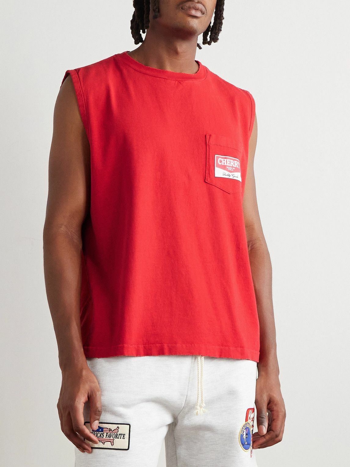 Cherry Los Angeles - Logo-Print Cotton-Jersey Tank Top - Red