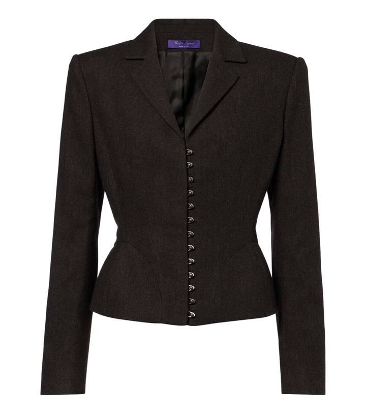 Photo: Ralph Lauren Collection Herringbone peplum virgin wool blazer