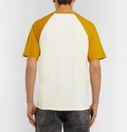 AMI - Embroidered Two-Tone Jersey T-Shirt - Men - Mustard