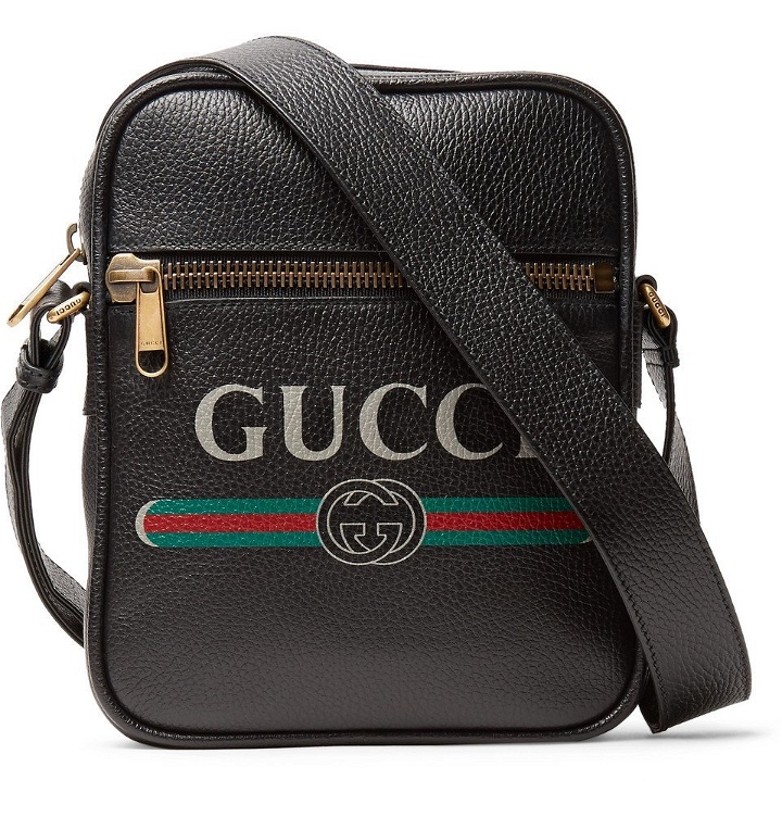 Photo: Gucci - Logo-Print Full-Grain Leather Messenger Bag - Black