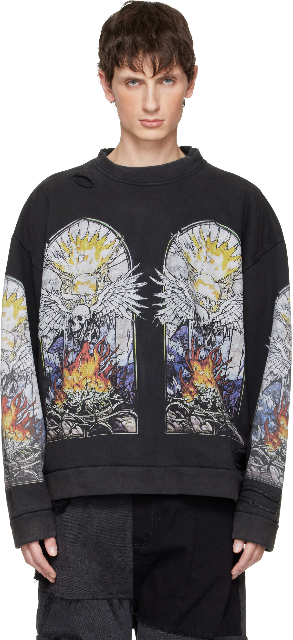 Who Decides War Black Skull Pullover Sweatshirt