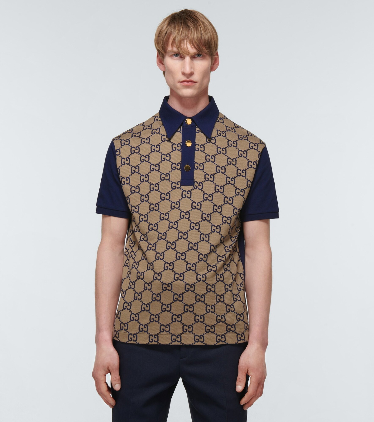 Gucci GG Stretch Cotton Polo in Green for Men