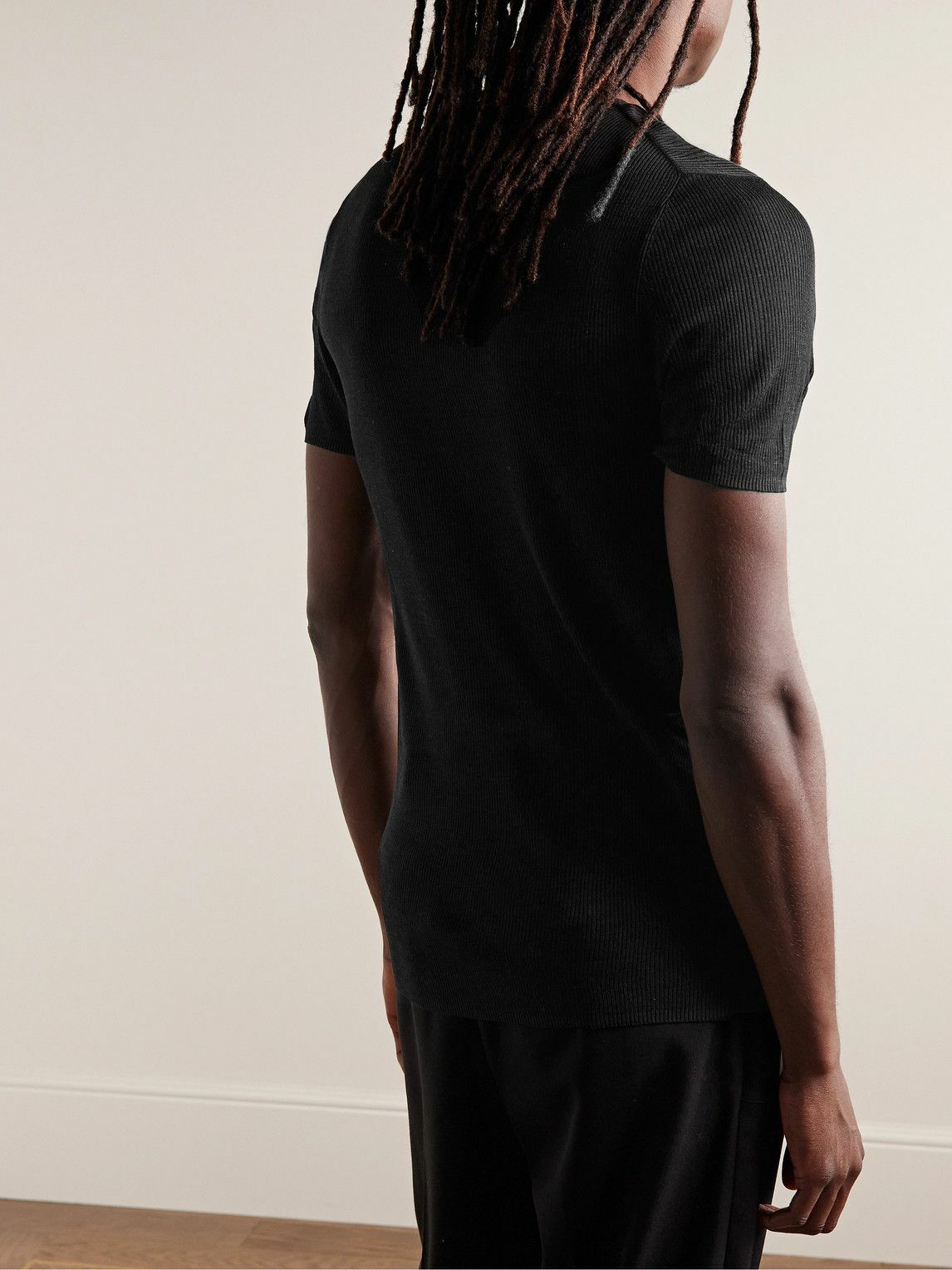 Nili Lotan - Griffen Slim-Fit Ribbed Silk T-Shirt - Black