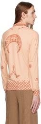 Marine Serre Beige Henna Print Turtleneck