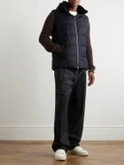 Yves Salomon - Shearling-Trimmed Quilted Wool and Silk-Blend Hooded Down Gilet - Blue