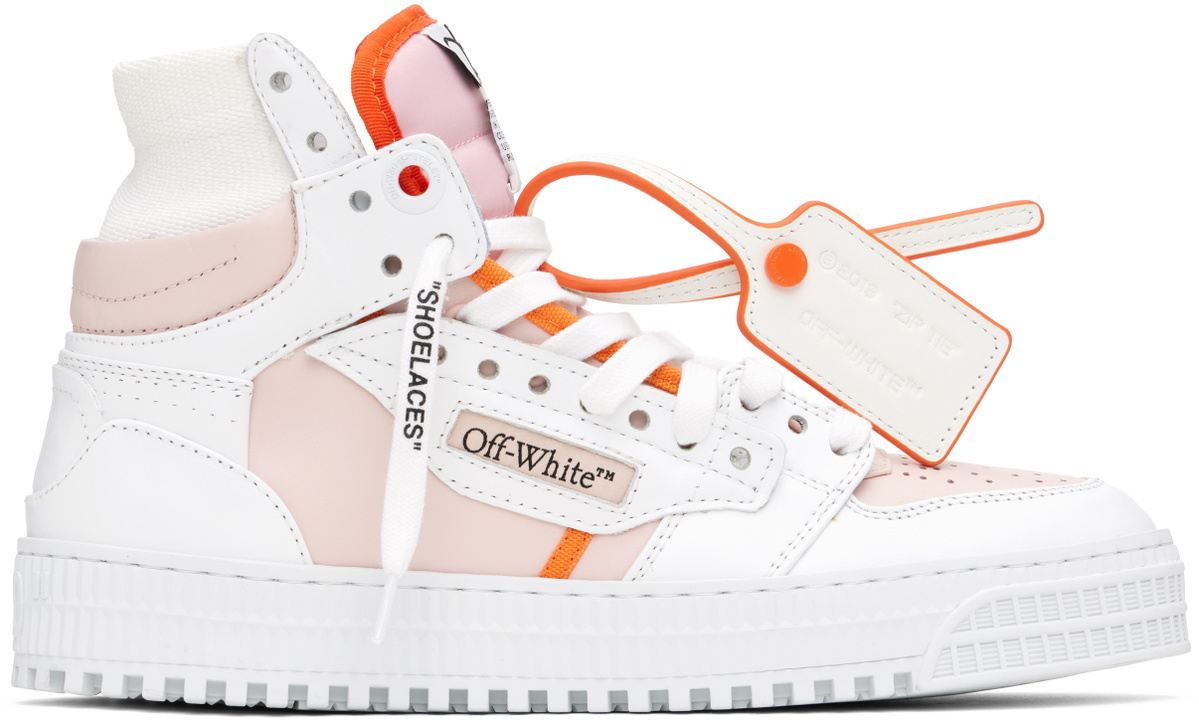 Off-White Athletic Shoes in Cream and Orange Off-White White & Orange 3.0 Off Court Calf Leather Sneakers  main image 3