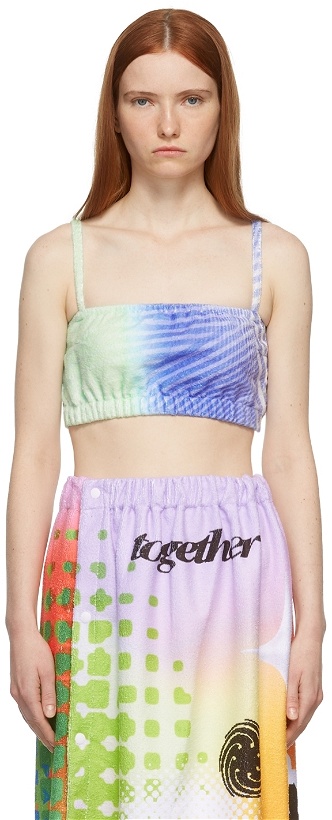 Photo: Paolina Russo SSENSE Exclusive Blue & Green Printed Towel Bralette