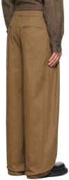 System Brown Cotton Pleated Trousers