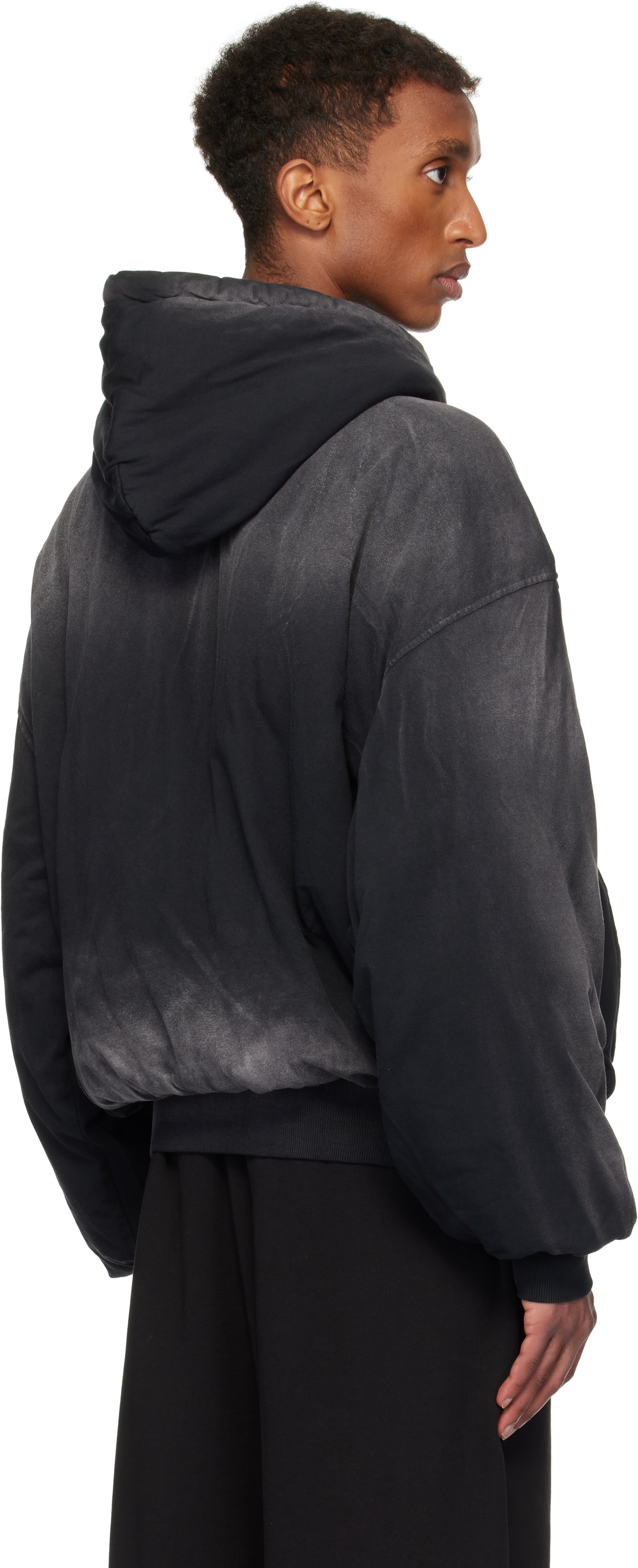 We11done Black Bomber Zip-up Hoodie