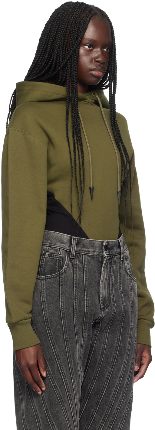 Mugler Green Hoodie Bodysuit