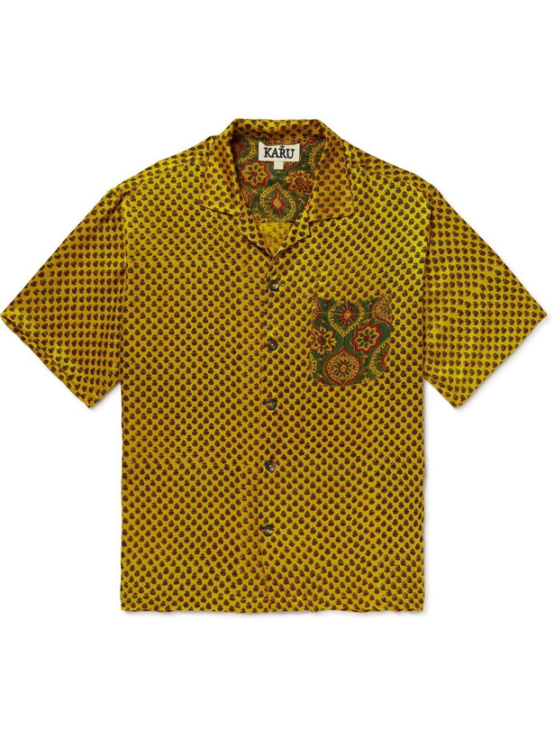 Photo: Karu Research - Camp-Collar Printed Silk Shirt - Yellow