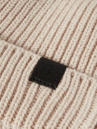 TOM FORD - Leather-Trimmed Ribbed Cashmere Beanie - Neutrals