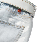 Off-White - Slim-Fit Belted Logo-Print Denim Jeans - Blue