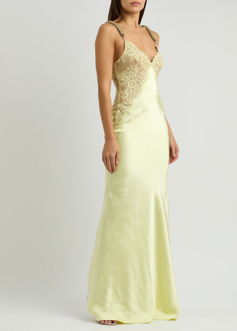Self-portrait X Christopher Kane Lace and Satin Maxi Dress