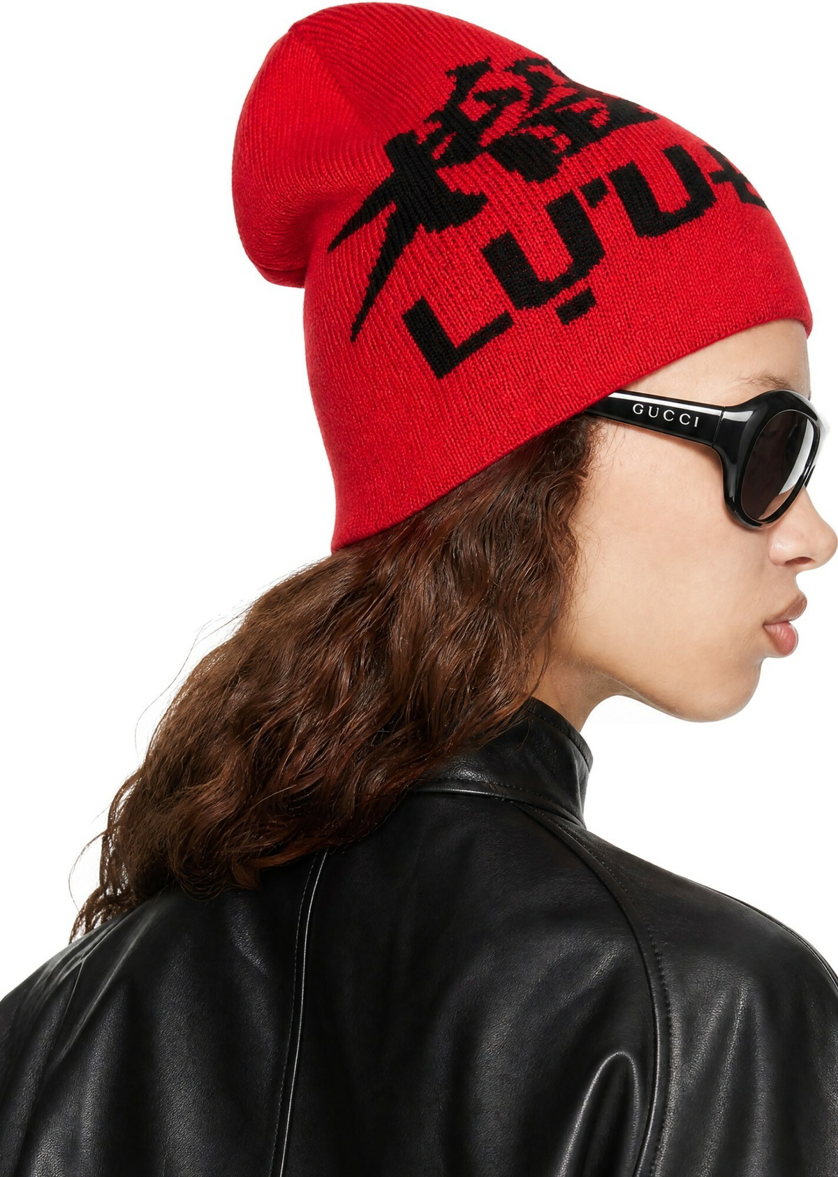 LU'U DAN Red & Black 'L-D SHEISTY' Beanie