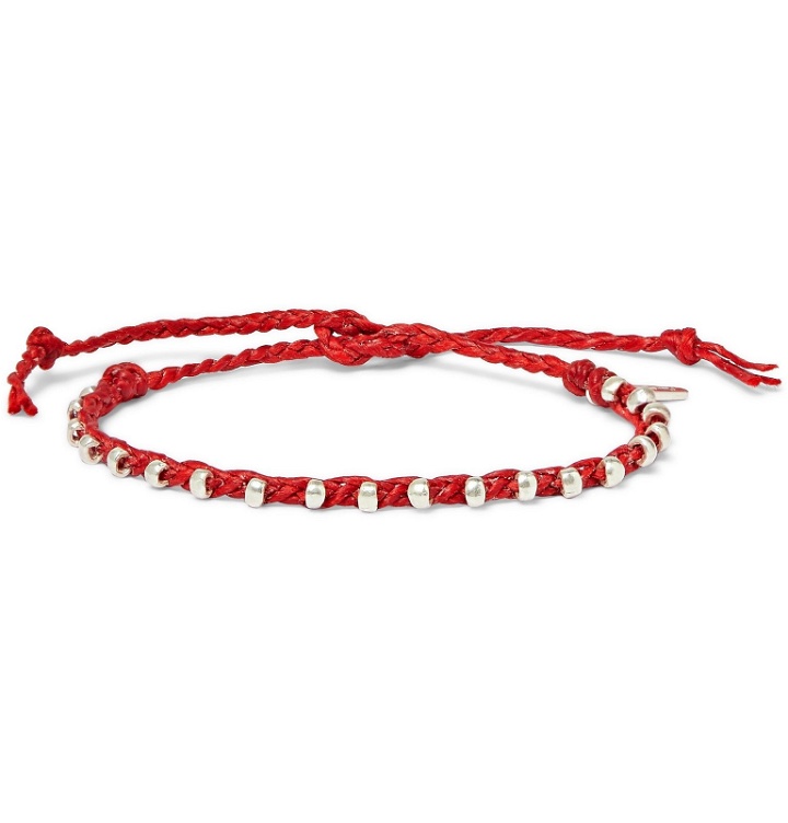Photo: Paul Smith - Friendship Waxed Cotton and Silver-Tone Bracelet - Red