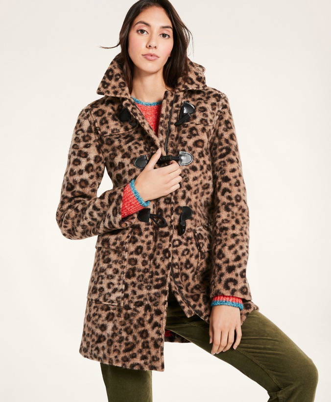 Photo: Brooks Brothers Women's Wool Blend Toggle Leopard Coat | Brown