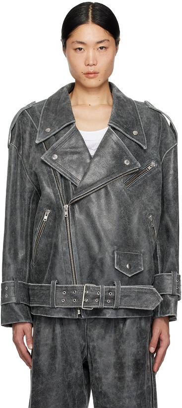 Photo: VAQUERA Gray Distressed Leather Jacket