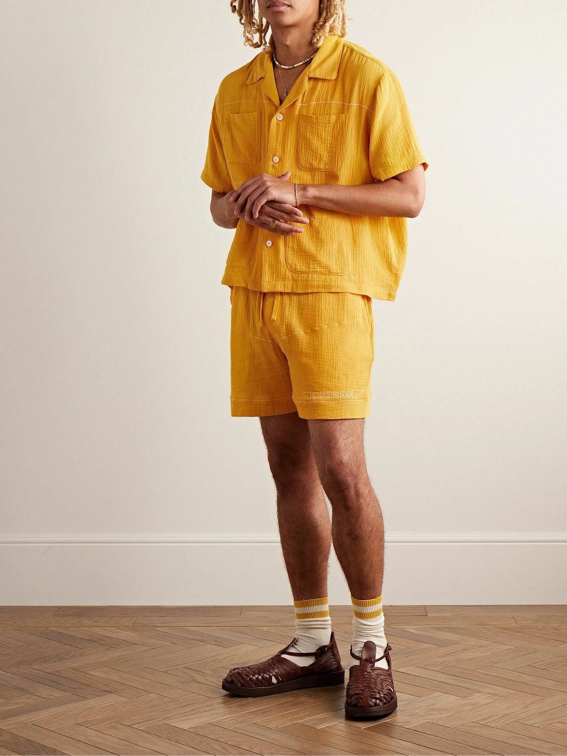 CHERRY LA - Vacation Straight-Leg Logo-Embroidered Cotton