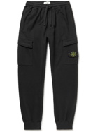 Stone Island - Slim-Fit Tapered Logo-Appliquéd Cotton-Jersey Cargo Sweatpants - Black