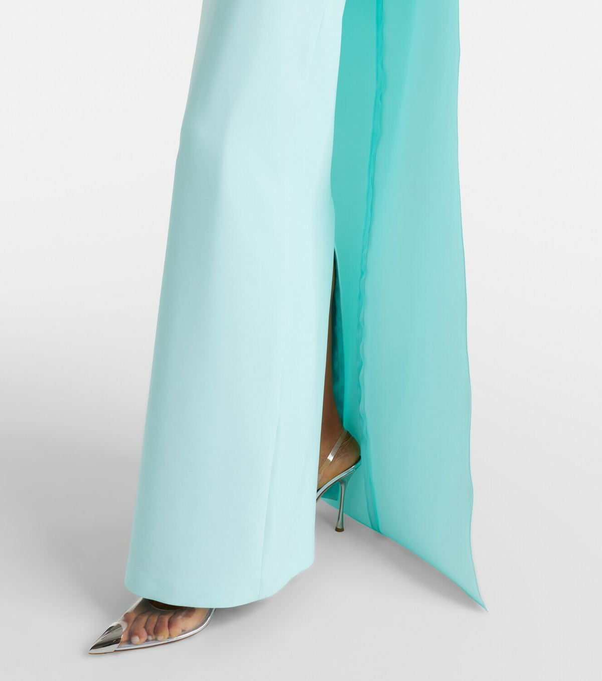 Safiyaa Lennox floral-appliqué caped crêpe gown