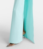 Safiyaa Lennox floral-appliqué caped crêpe gown