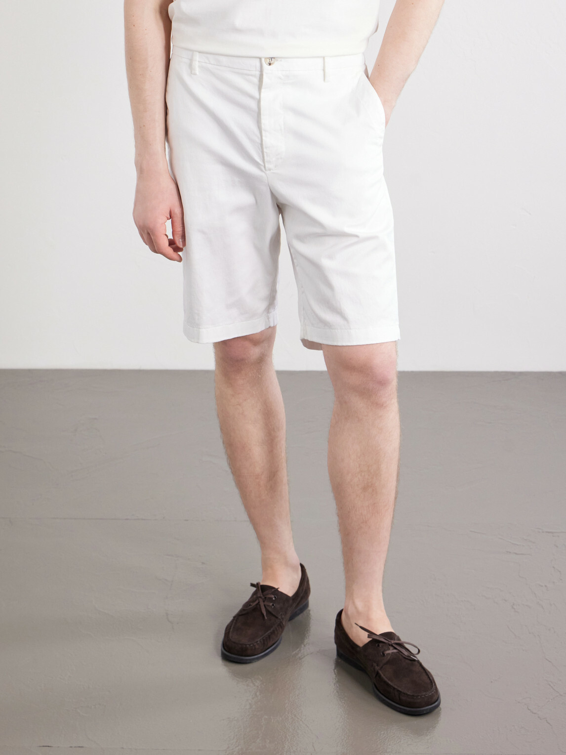 Canali - Straight-Leg Stretch Cotton-Blend Gabardine Shorts - White