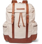 Brunello Cucinelli - Leather-Trimmed Canvas Backpack - Neutrals