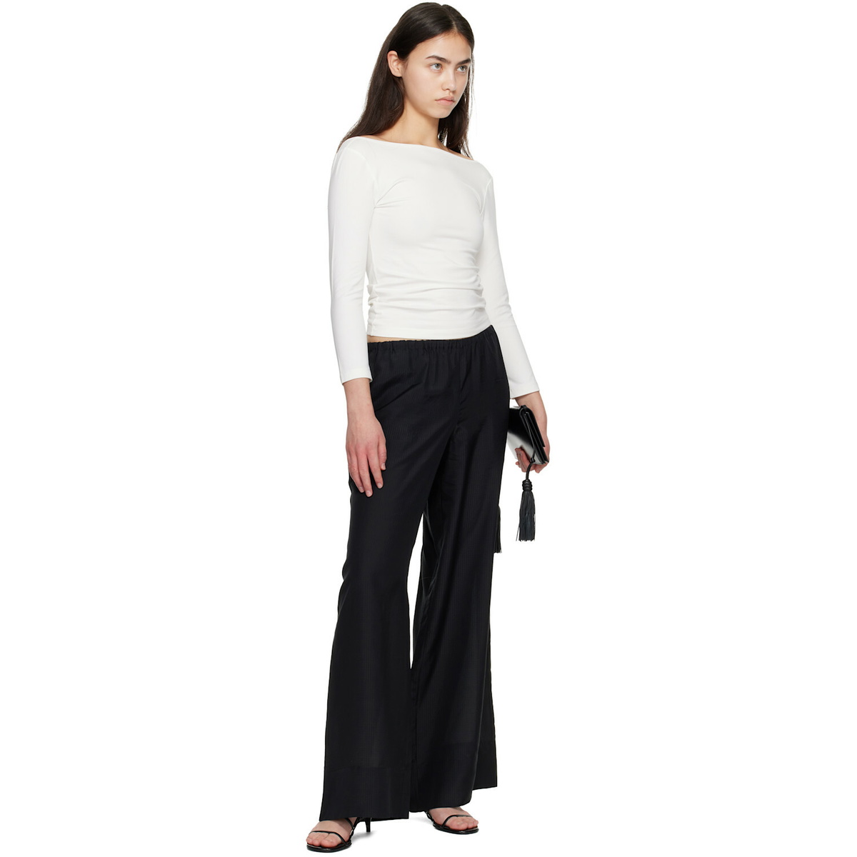 St. Agni White Soft Jersey Ballerina Long Sleeve T-shirt