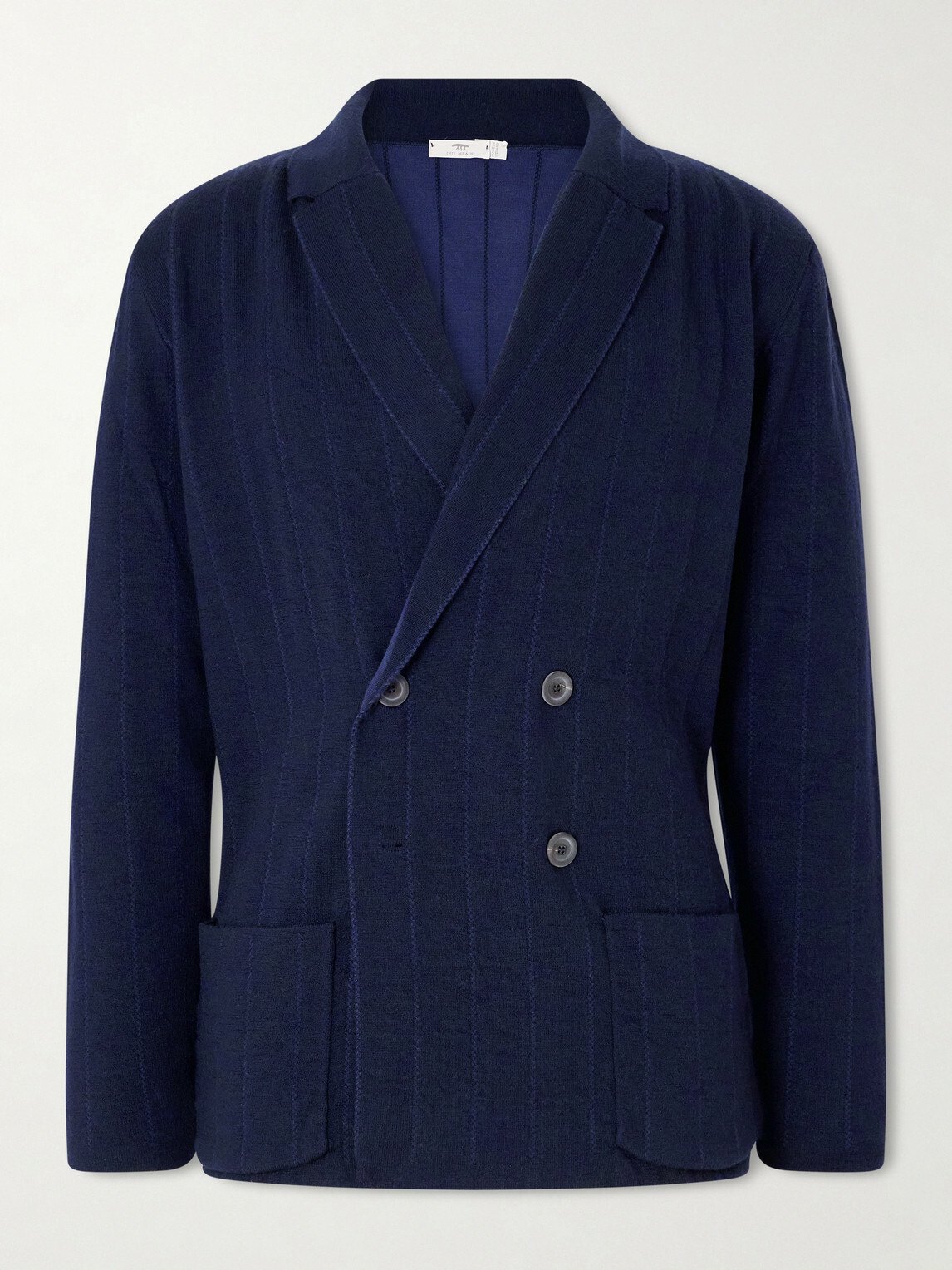Inis Meáin - Double-Breasted Striped Wool, Cashmere and Cotton-Blend Blazer - Blue