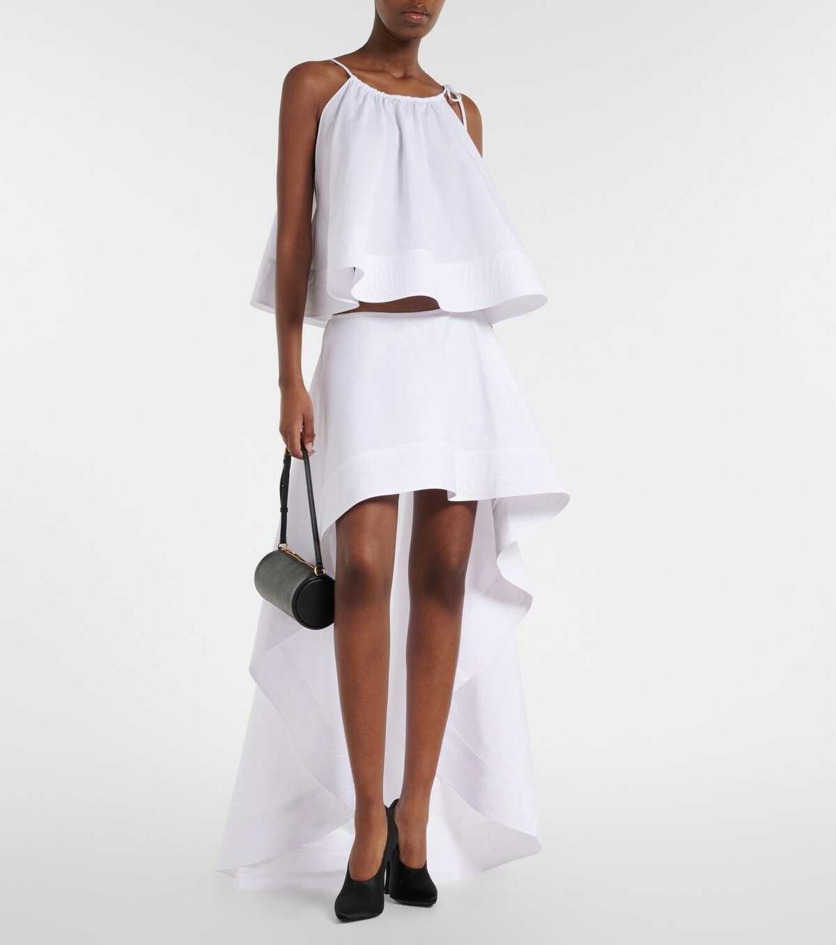 Stella McCartney Asymmetric ruffled cotton poplin miniskirt