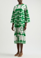 Borgo DE Nor Seraphina Lace-panelled Fine-knit Midi Dress Green 6 (UK6 / XS)
