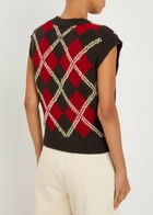 Guest In Residence Argyle Checked Wool and Cashmere-blend Vest Stripe