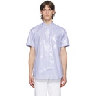 Comme des Garcons Shirt Blue Laminated Poplin Striped Shirt