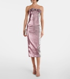 Area Floral-appliqué lamé midi dress