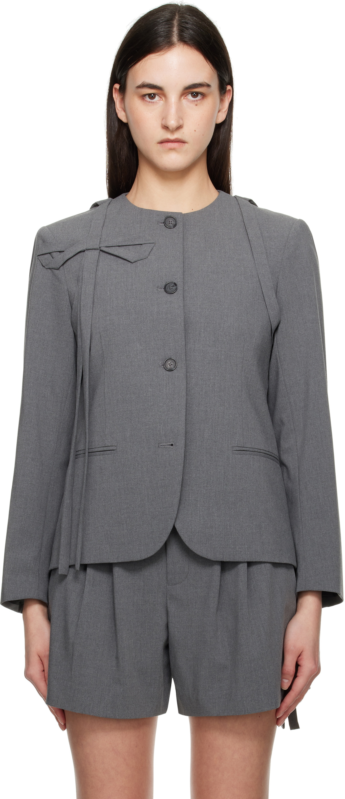 【関税込み】Sandy Liang ブラック Gwen テーラードジャケット Sandy Liang Black Gwen Blazer Sandy Liang