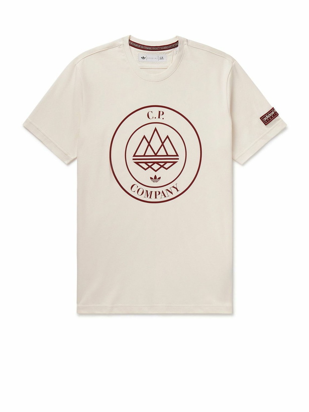 Photo: adidas Originals - C.P. Company Spezial Logo-Print Appliquéd Organic Cotton-Jersey T-Shirt - Neutrals