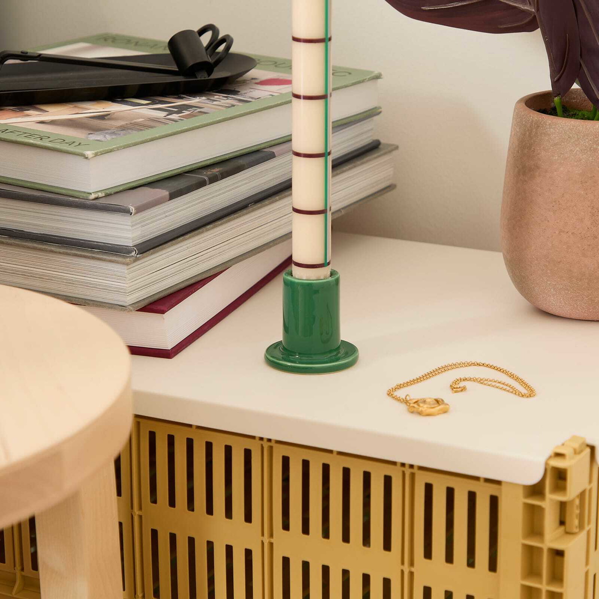 HAY Tube Candleholder - Small in Green 