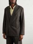 Small Talk - Shawl-Lapel Double-Breasted Cotton-Canvas Suit Jacket - Brown