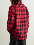 Off-White - Logo-Embroidered Padded Checked Cotton-Flannel Overshirt - Red