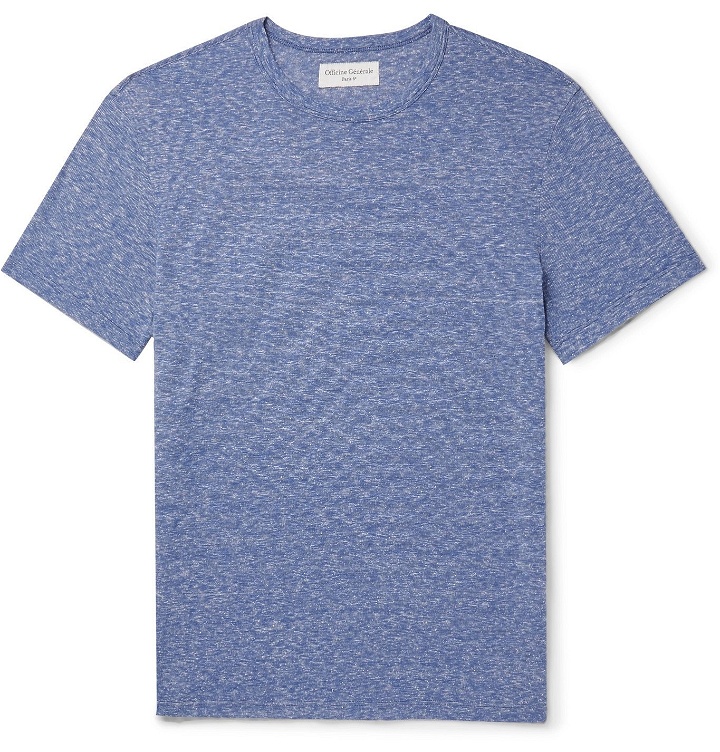 Photo: OFFICINE GÉNÉRALE - Slub Cotton and Silk-Blend Jersey T-Shirt - Blue