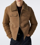 Moncler Shearling-trimmed suede down jacket