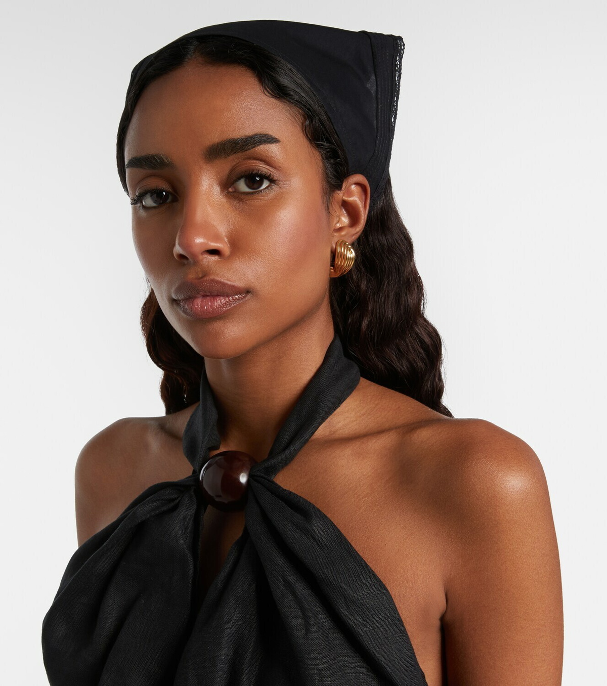 Faithfull Emilia lace-trimmed cotton scarf