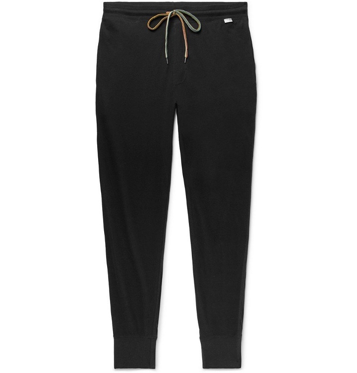 Photo: Paul Smith - Slim-Fit Tapered Cotton-Jersey Sweatpants - Black